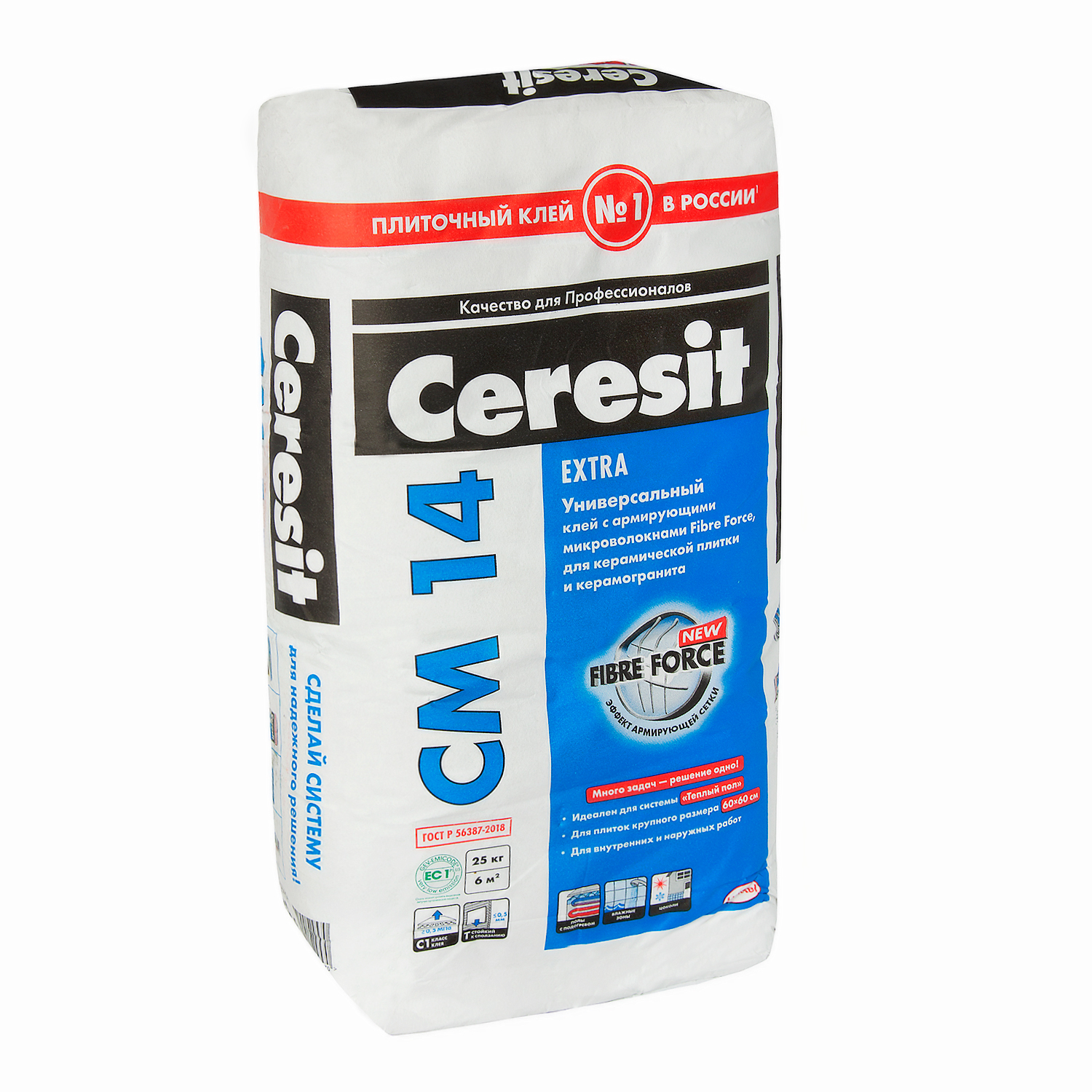 Клей для плитки 25 кг Церезит СМ 14 Extra, С2 Т