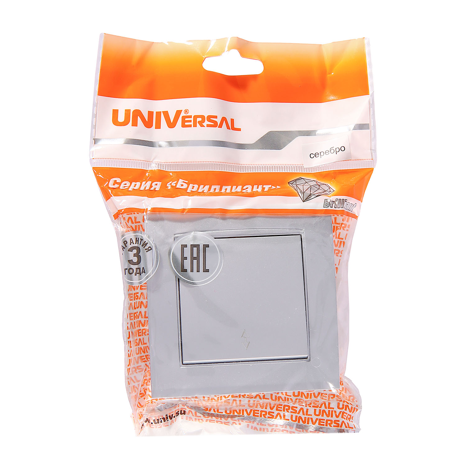 Выключатель Бриллиант СП 1кл. серебро на 2 направления 10А IP20 UNIVersal 7949629