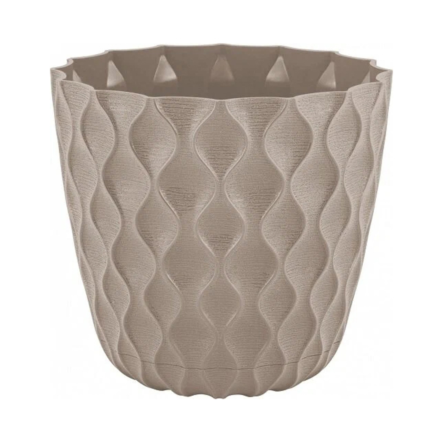 Кашпо пластм. "Wave" 2,5л d верха 175мм h160мм с поддоном Французский платан IG650210105 *1/12