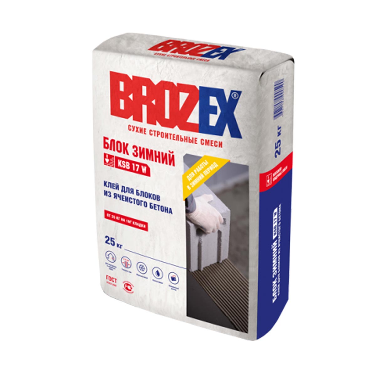 Клей для блоков 25 кг BROZEX Блок KSB 17 W зимний