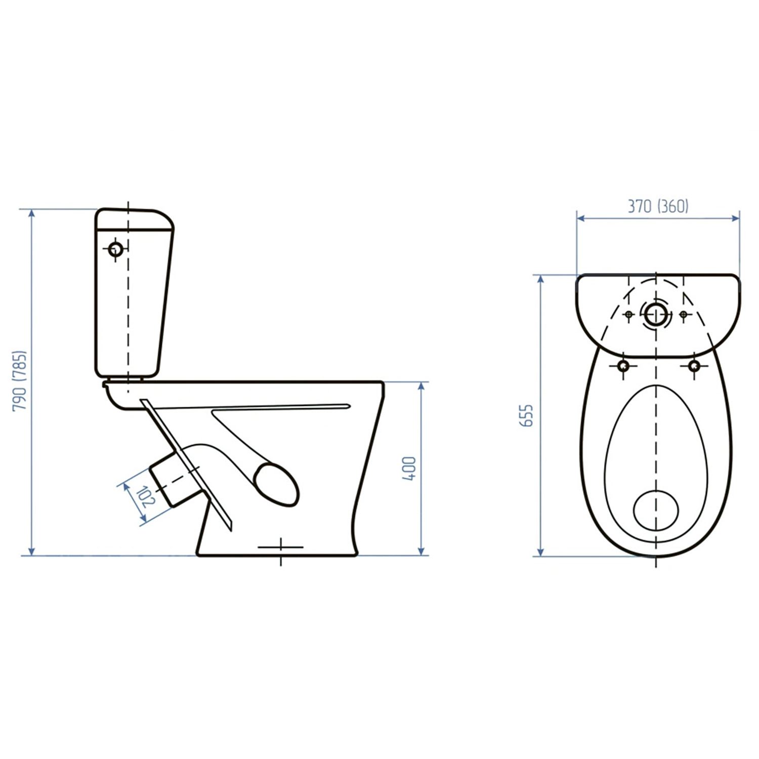Унитаз-компакт Универсал Обь, косой выпуск, 1 режим