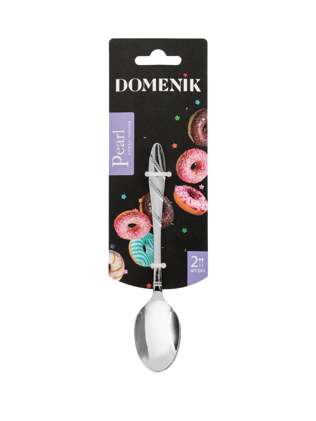 Ложка чайная нерж. "Pearl" КОМПЛЕКТ 2ШТ на подвеске DMC062 "Domenik" *1/12/72 Ложка чайная нерж. "Pearl" КОМПЛЕКТ 2ШТ на подвеске DMC062 "Domenik" *1/12/72