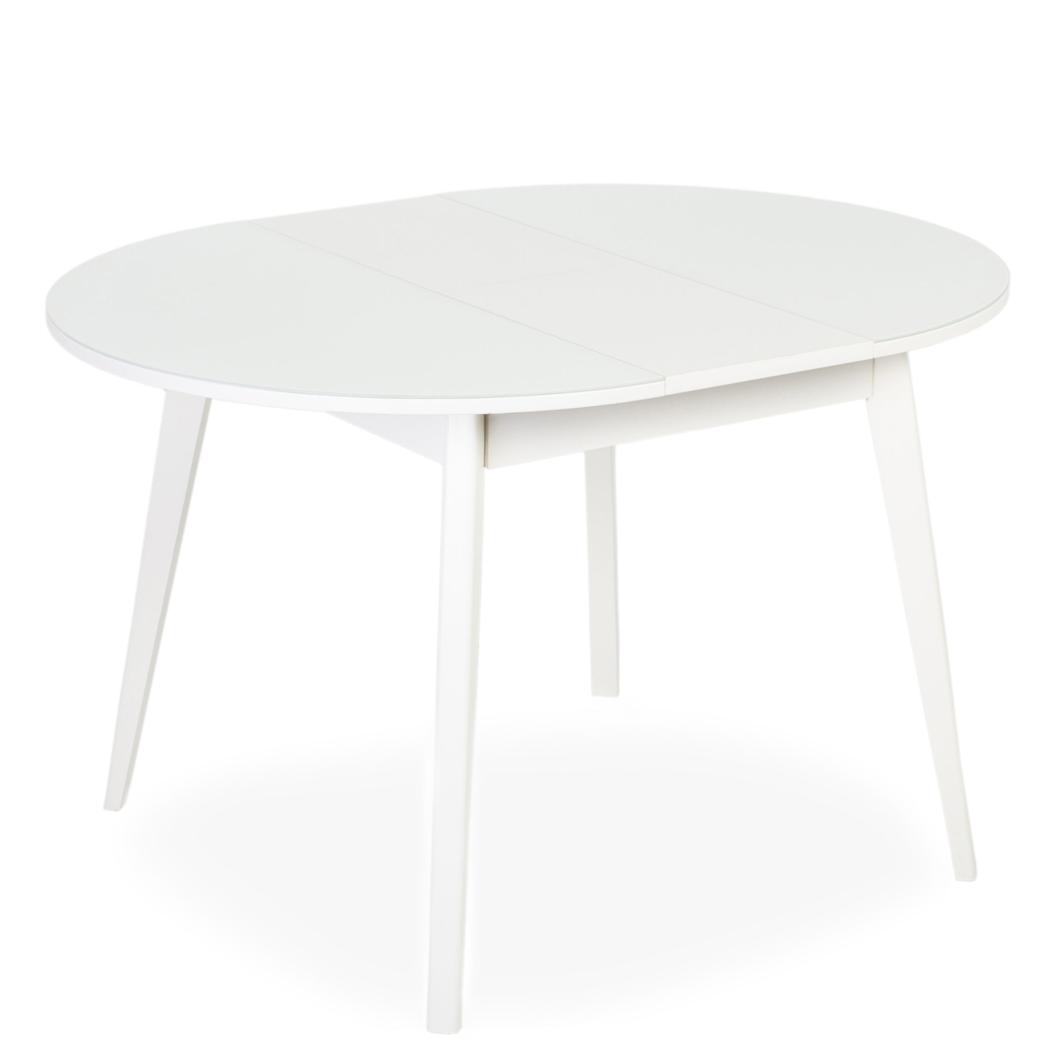 Стол раздв.ПГ-К СТ 940*940мм ЛДСП Белыйстекло Экстра+комплект ножек метал.гнутые Белые *1