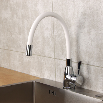 Смеситель для кухни FLOE FK234-DW с гибким изливом (белый) *1/10