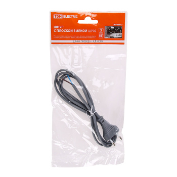 Шнур с вилкой ШУ02 ШВВП 2х0,75мм2 1,7м серебр.металлик TDM SQ1305-0015 *1/80