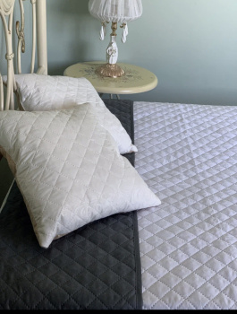 Покрывало 200х220см стеганое двухстороннее темно-серый/белый Орхидея *1