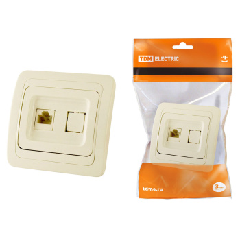 Розетка "Валдай" СП 1-мест. слоновая кость компьютерная RJ45 TDM SQ1804-0113  *1/10