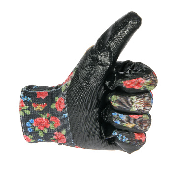 Перчатки садовые нейлон с нитриловым покрытием Микс (арт. 4382) *12/120