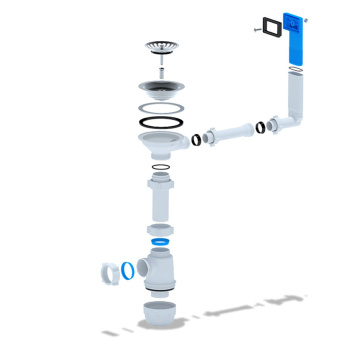 Сифон бутылочный 3 1/2"*40 с гибким переливом мойки АНИ ГРОТ А0145S *1/10