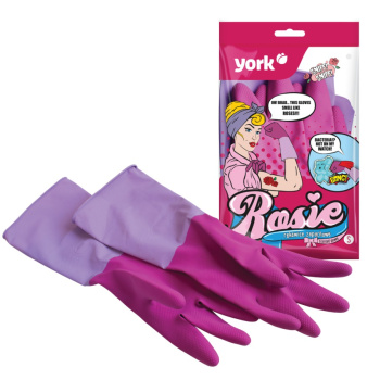 Перчатки латексные с хлопк.напыл. прочные Удлинненные S (малый) 1пара Роз./Сир. 092390 "York" *1/48 Перчатки латексные с хлопк.напыл. прочные Удлинненные S (малый) 1пара Роз./Сир. 092390 "York" *1/48