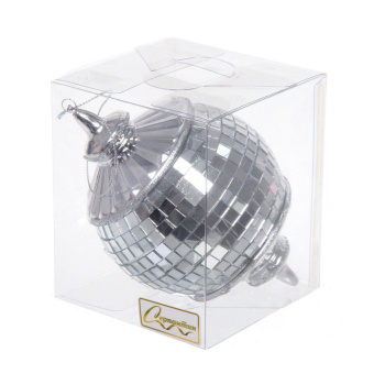 Елочная игрушка "Новогодняя дискотека" 8*8*13 см, серебро