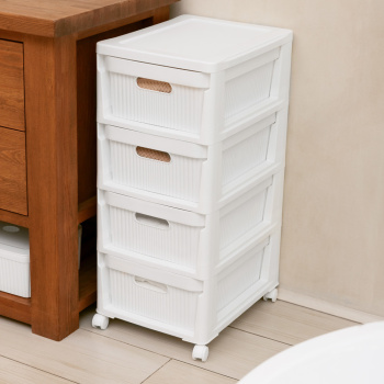 Комод пластм. "Velvet" 4 ящика выс.690мм, шир.300мм, гл.385мм Белый 435218816 ("Бытпласт") *1