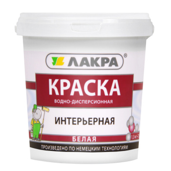 Краска акриловая для стен и потолков 1,3 кг Лакра Белоснежная интерьерная *12/432