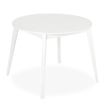 Стол раздв.ПГ-К СТ 940*940мм ЛДСП Белыйстекло Экстра+комплект ножек метал.гнутые Белые *1