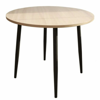 Стол СИЭТЛ столешница круглая D 900мм ЛДСП Шимо светлый+4 опоры D 40мм металл.Черный *1