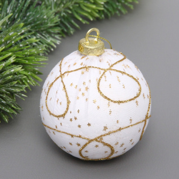 Новогодний шар "Зимнее кружево" 8 см, Золото
