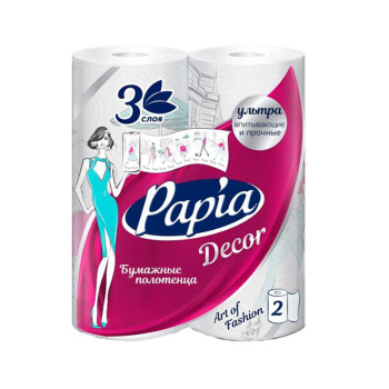 Полотенца бумажные PAPIA DECOR 3-х сл (2рул) арт. 5078291 *14 Полотенца бумажные PAPIA DECOR 3-х сл (2рул) арт. 5078291 *14