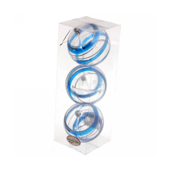 Набор новогодних шаров "Сказочный узор", диаметр 8 см, 3 шт., голубой/серебро