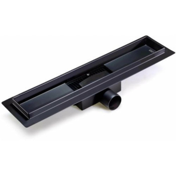 Желоб 500х70 мм, гориз. выпуск, сухой затвор TIM BAD465002BK черный мат. (1/4) *1