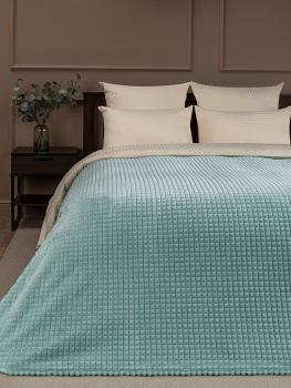 Плед 150*200см фланель жаккард кубики бирюзовый FF FNJq MI2 028/1520 NC Absolute *1