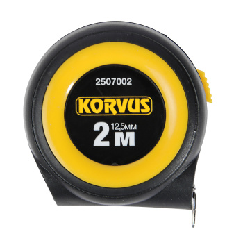 Рулетка  2м х16мм пластиковый корпус стальная лента автостоп арт.2507002 KORVUS *1/12/240