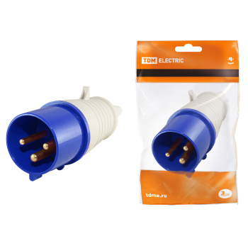 Вилка 023 2P+PE 32А 220В TDM SQ0601-0004 *1/10