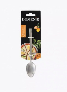 Ложка чайная нерж. "Quadro" КОМПЛЕКТ 2ШТ на подвеске DMC132 "Domenik" *1/12/72 Ложка чайная нерж. "Quadro" КОМПЛЕКТ 2ШТ на подвеске DMC132 "Domenik" *1/12/72