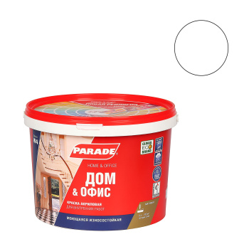Краска акриловая 9 л для дома и офиса PARADE W4, белая база А, моющаяся, машинная колеровка
