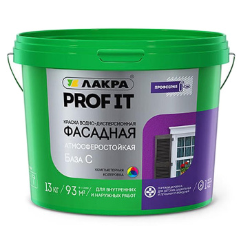 Краска акриловая фасадная 13 кг Лакра PROF IT суперстойкая База С *1/44