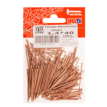 Гвозди финишные 1.4х40 мм BROZEX, 0.1 кг, медь