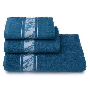 Полотенце махровое 70*130см Marble pattern цв.18-4222 синий 390г/м2 ПЛ-3501-5240 *3/12 *