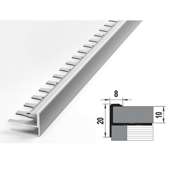 Профиль для отделки внешних углов ступеней ПУ 13 2700мм 01л серебро люкс Лука *1/6