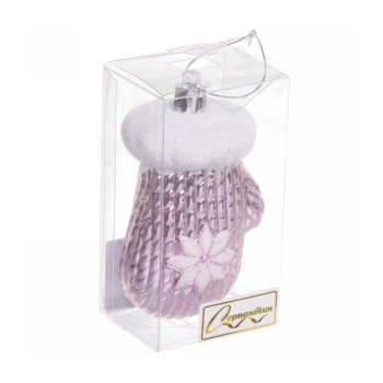 Ёлочная игрушка Новогодняя варежка 5*4*10 см, розовый