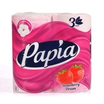 Бумага туалетная PAPIA в ассортименте 3сл 4рул Бумага туалетная PAPIA в ассортименте 3сл 4рул