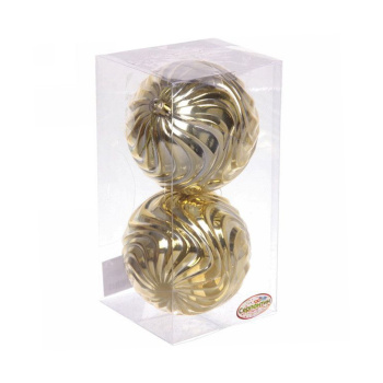 Новогодние шары 10 см, "Рельеф", 2 шт., золото