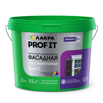 Краска акриловая фасадная 13 кг Лакра PROF IT суперстойкая База С *1/44