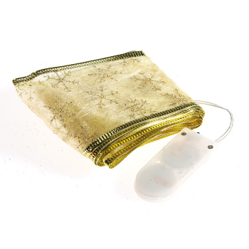 Гирлянда для дома Серпантин лента декоративная «Снежинки» 2 м, 6 см, на батарейках, золото