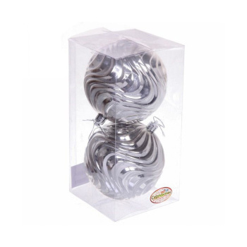 Набор новогодних шаров "Рельеф", диаметр 10 см, 2 шт., серебро