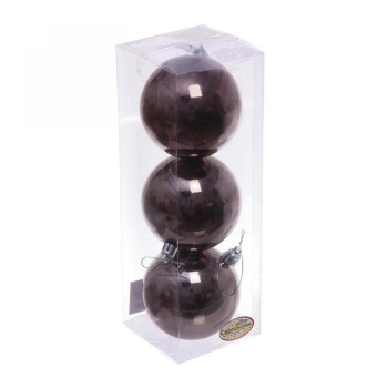 Новогодние шары 8 см (набор 3 шт) "Глянец", графит