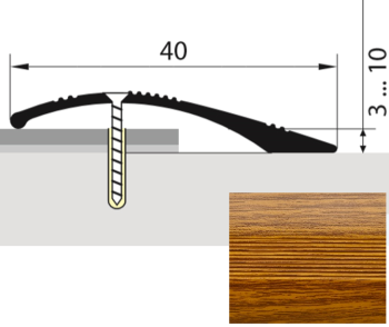 Порог-стык разноуровневый 40х900 мм Русский профиль, дуб темный
