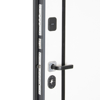 Дверь входная 2050х860х80 мм Дверной континент, левая, графит/белый софт