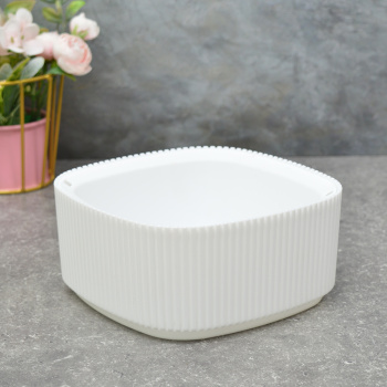 Кашпо пластм. "Стрип" 0,9л 165х165мм h75мм со вставкой Белый М3249 ("М-Пластика") *1/16